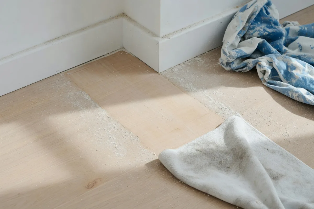 Renovation dust on new flooring
