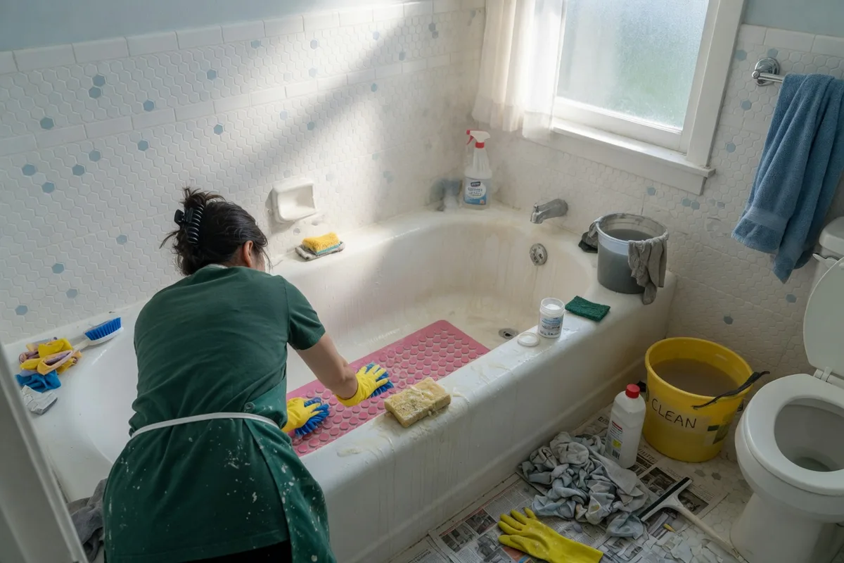 Bathroom during a deep clean