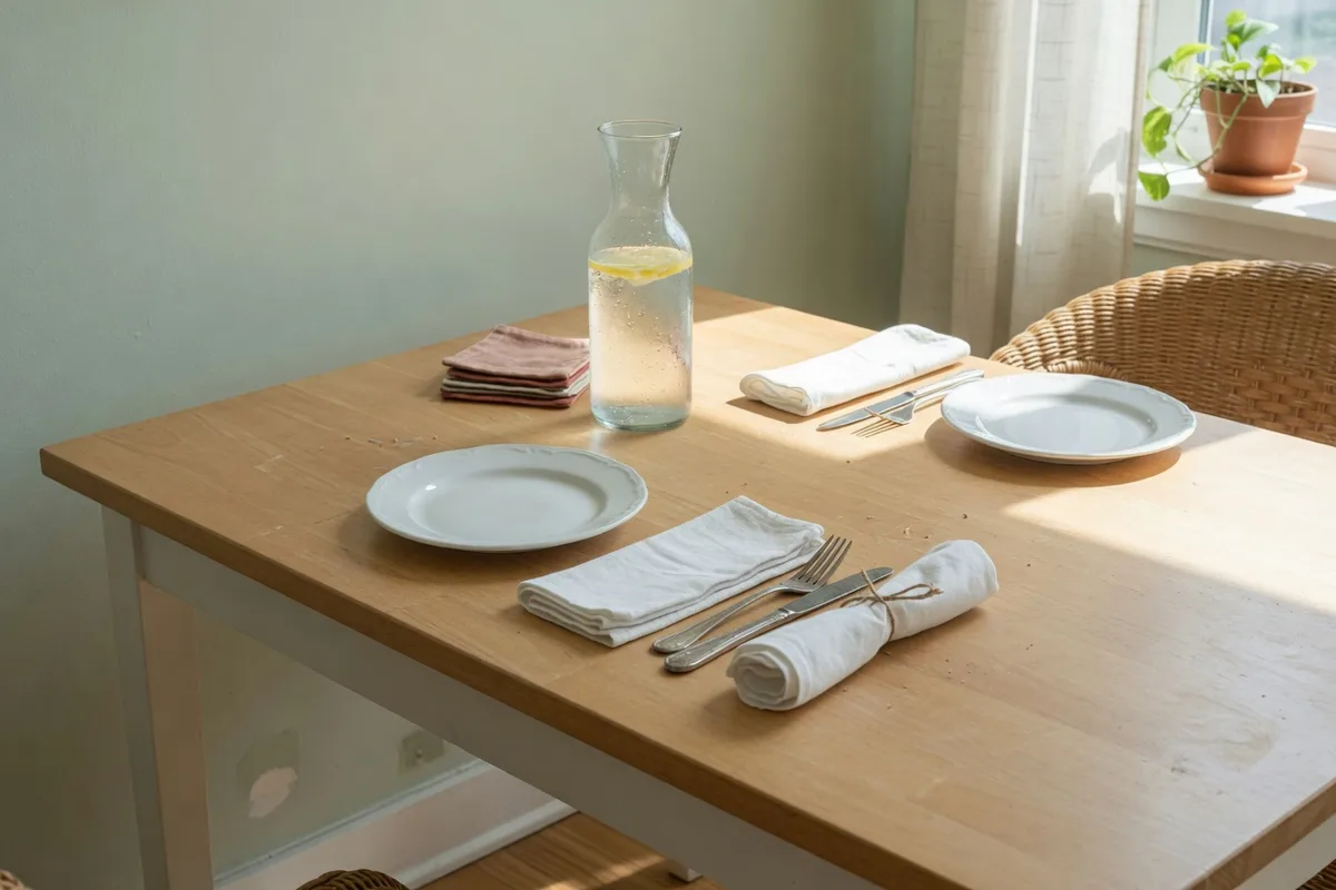 Dining table after a one-time clean