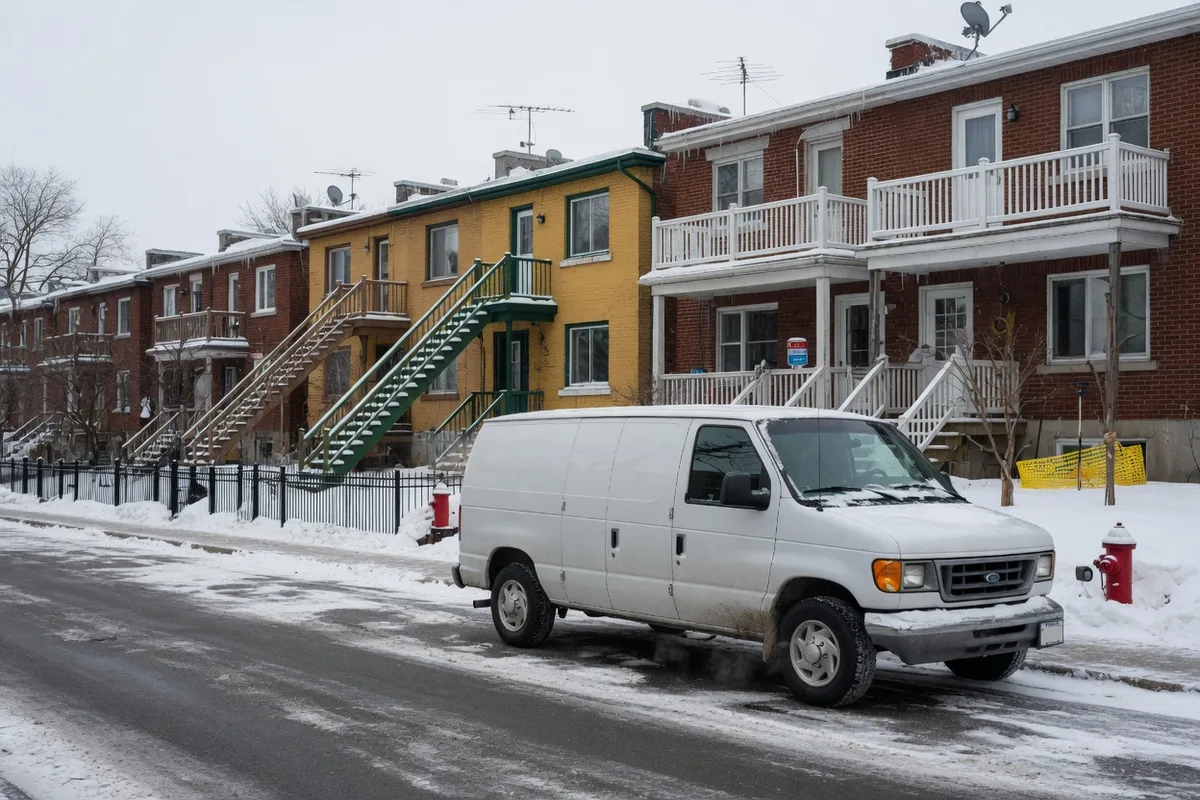 Unmarked white van on a residential street